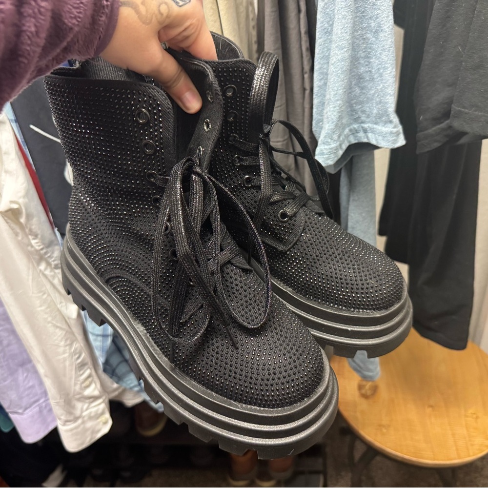 Black Studded Combat Boots